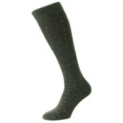 Pantherella Lewisham Neat Motif Merino Royale Over The Calf Socks - Mid Grey Mix