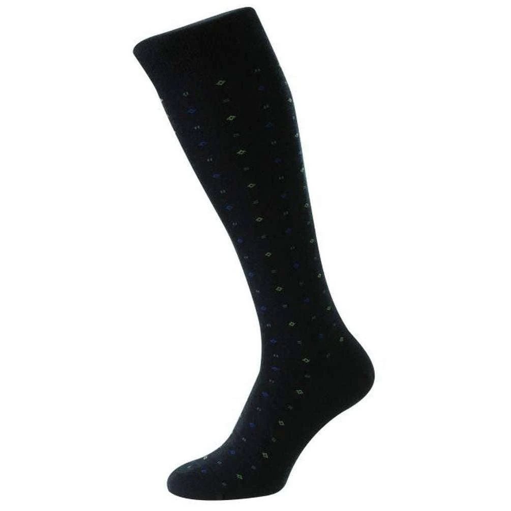 Pantherella Lewisham Neat Motif Merino Royale Over The Calf Socks - Navy 3 Pantherella Lewisham Neat Motif Merino Royale Over The Calf Socks - Navy