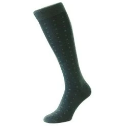 Pantherella Lewisham Neat Motif Merino Royale Over The Calf Socks - Teal