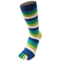 Toe Toe TOETOE Essential Striped Mid Calf Socks - Pond Green