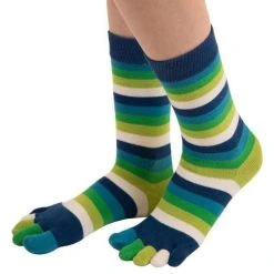 Toe Toe TOETOE Essential Striped Mid Calf Socks - Pond Green -Bown Of London shop toetoe essential striped mid calf socks pond green 31041583