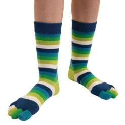 Toe Toe TOETOE Essential Striped Mid Calf Socks - Pond Green -Bown Of London shop toetoe essential striped mid calf socks pond green 31041584