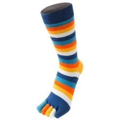 Toe Toe TOETOE Essential Striped Mid Calf Socks - Sunset Orange