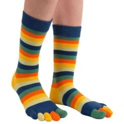 Toe Toe TOETOE Essential Striped Mid Calf Socks - Sunset Orange -Bown Of London shop toetoe essential striped mid calf socks sunset orange 31041590