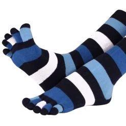 Toe Toe TOETOE Stripy Denim Toe Socks - Blue -Bown Of London shop toetoe stripy denim toe socks blue 31041649